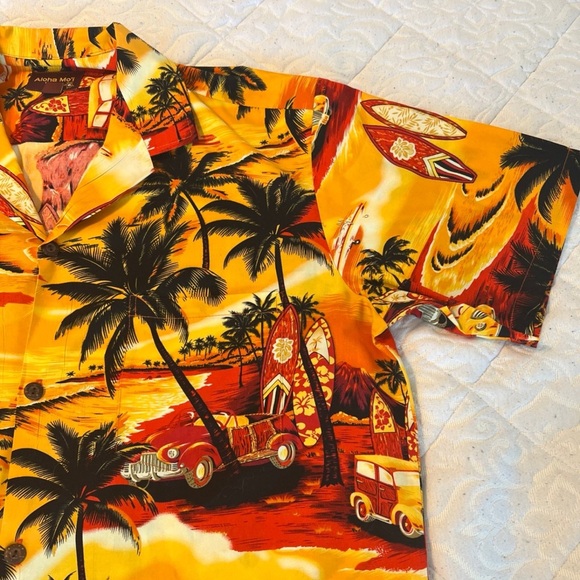 Vintage Royal Creations Mens XL Hawaiian Shirt Made in Hawaii Aloha Orange Red - Picture 4 of 12